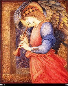 картина Э. Бёрн-Джонса «Ангел, играющий на флажолете» (1878).