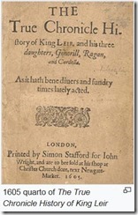 Titlepage, The True Chronicle History of King Leir, 1605