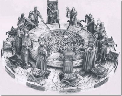 миниатюрная скульптурная группа, изображающая короля Артура 